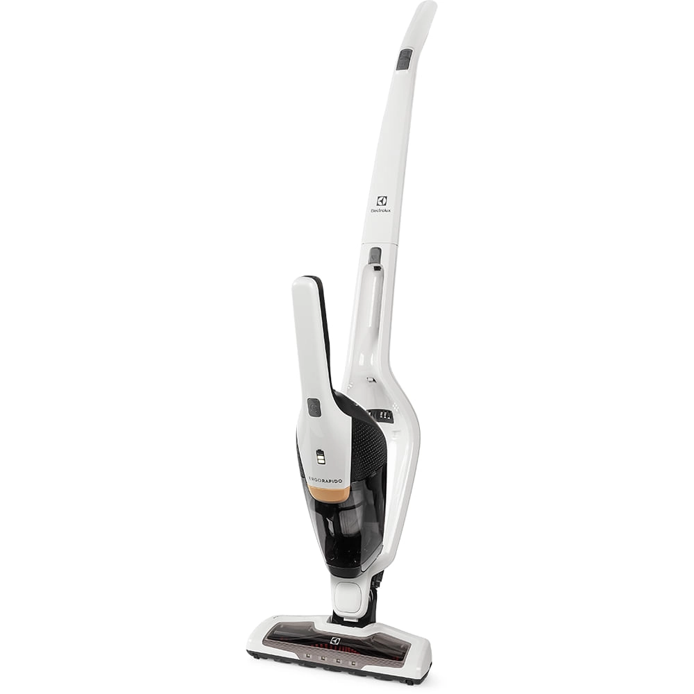 Aspirador de Pó Vertical Electrolux Ergorapido 2 em 1 Branco Luz LED (ERG25B) - até 38 min Filtro HEPA Função BrushRollClean 420ml Bivolt