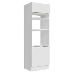 Torre-Quente Madesa Lux 70 cm 3 Portas Branco/Branco Veludo Cor:Branco/Branco Veludo