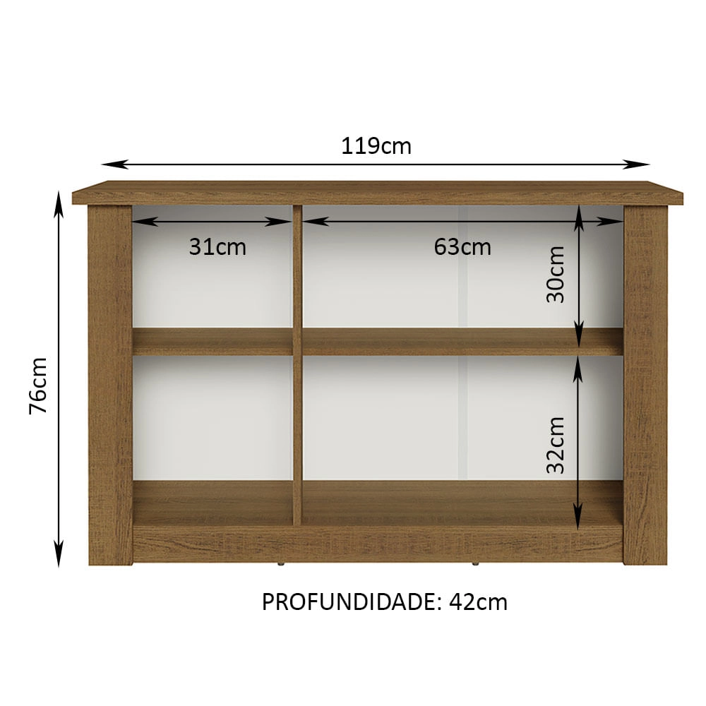 Buffet Aparador para Sala de Jantar Madesa 3 Portas Rustic Cor:Rustic