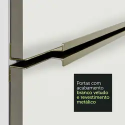 Torre-Quente Madesa Lux 70 cm 3 Portas Branco/Branco Veludo Cor:Branco/Branco Veludo