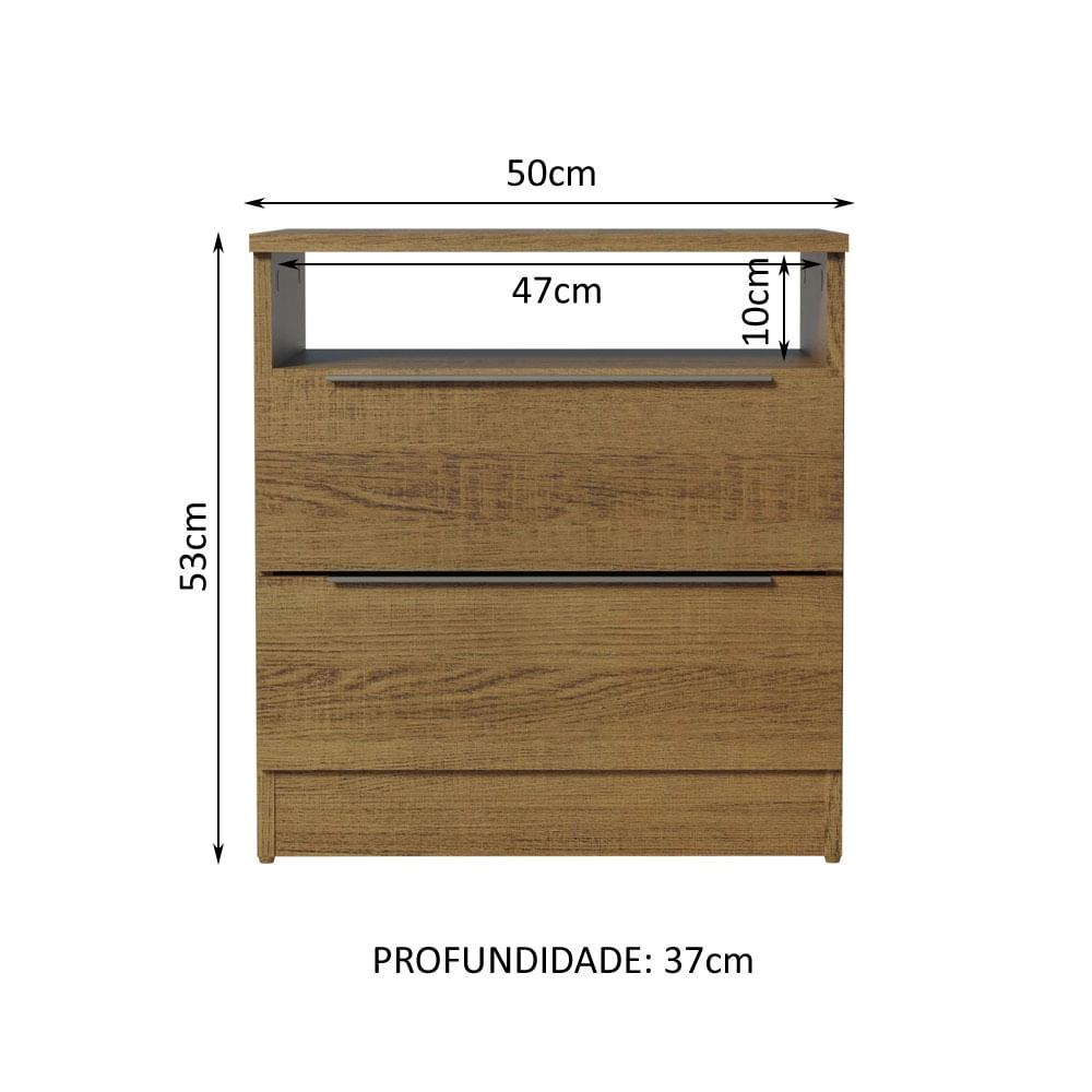 Mesa de Cabeceira Madesa 3227 com 2 Gavetas Rustic Cor:Rustic