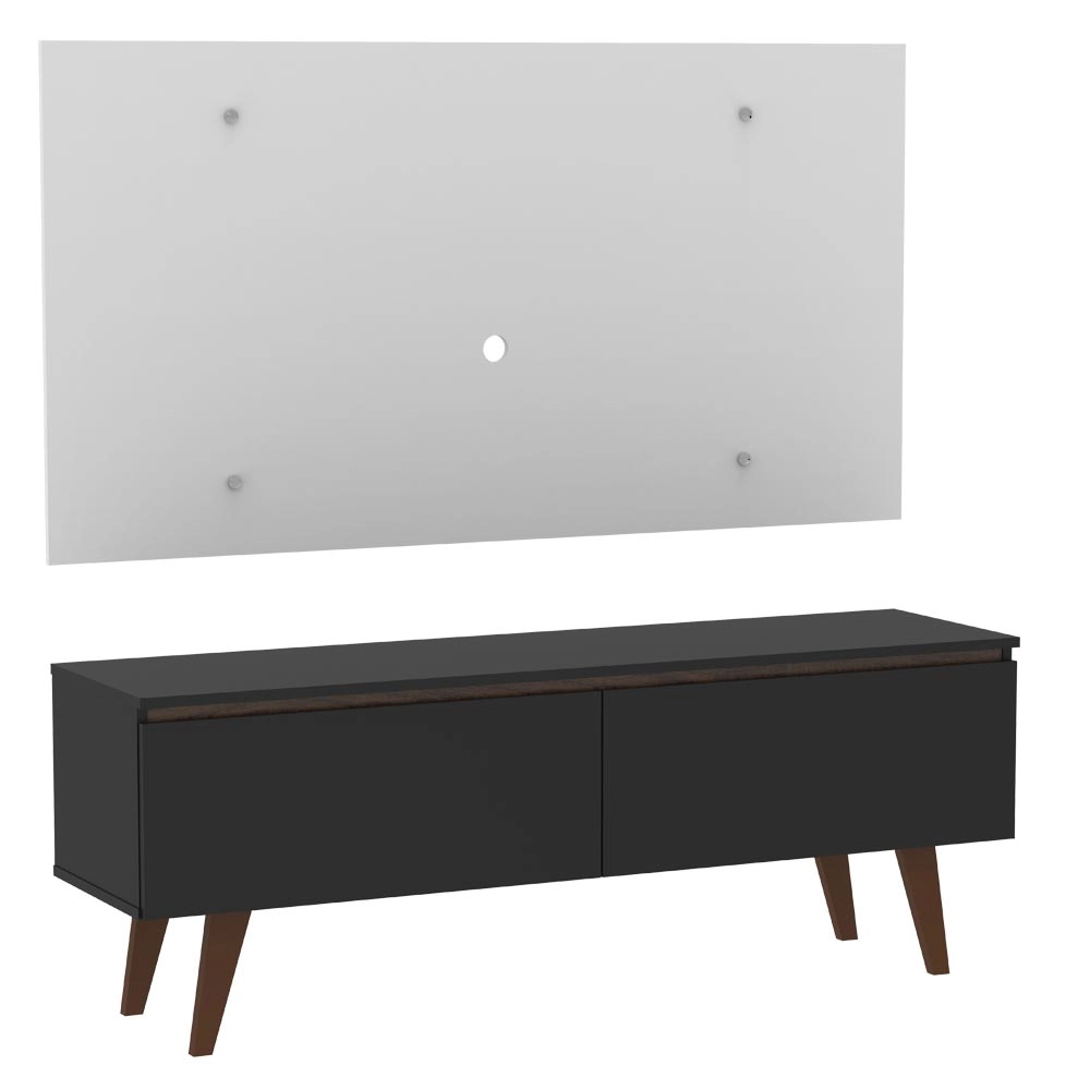 Rack Madesa Le Mans e Painel para TV até 55 Polegadas 2 Portas Preto/Branco Cor:Preto/Branco