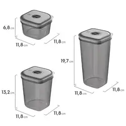 Potes Herméticos de Plástico Cinza Escuro com 8 Unidades - Electrolux