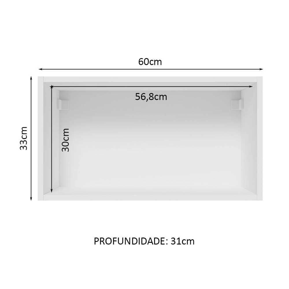 Armário Aéreo Madesa Lux 60 cm 1 Porta Basculante Branco/Cinza Cor:Branco/Cinza