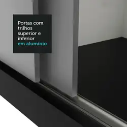 Guarda-Roupa Casal Madesa Mônaco 3 Portas de Correr Preto/Cinza Cor:Preto/Cinza