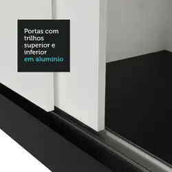 Guarda Roupa Casal Madesa Mônaco 3 Portas de Correr com Espelhos Cor:Preto/Branco