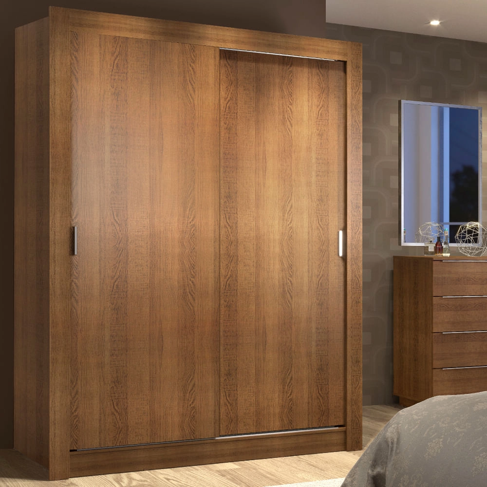 Guarda-Roupa Solteiro Madesa Denver 2 Portas de Correr Rustic Cor:Rustic