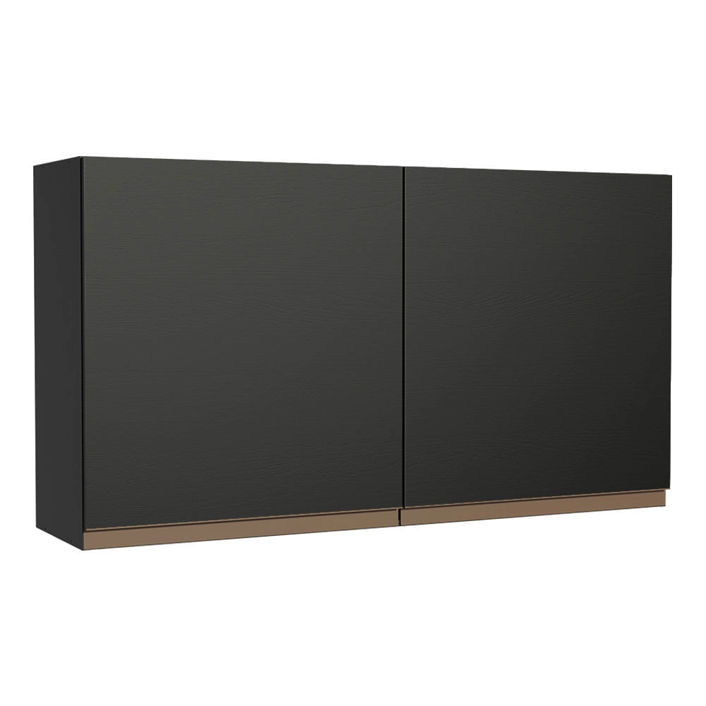 Armário Aéreo Madesa Reims 120 cm 2 Portas Preto Cor:Preto