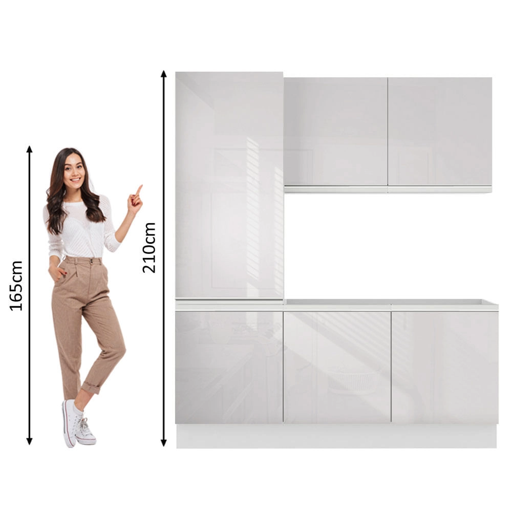 Kit Área De Serviço Madesa Acordes 100% MDF com Armário e Balcão Portas Branco Brilho Cor:Branco