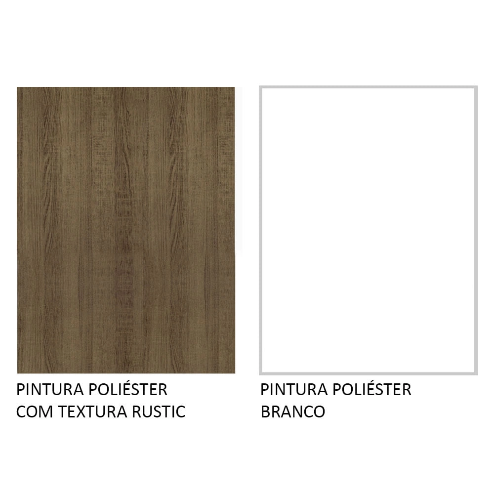 Paneleiro Madesa Stella 60 cm 3 Portas Rustic/Branco Cor:Rustic/Branco