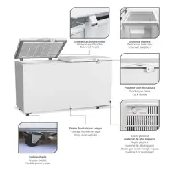 Freezer Horizontal Dupla Ação Porta Cega 411 Litros Fricon HCED411-2C000 Branco 220V