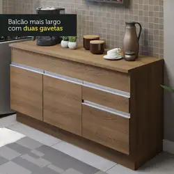 Cozinha Compacta Madesa Glamy 150001 com Armário e Balcão (Com Tampo) Rustic Cor:Rustic