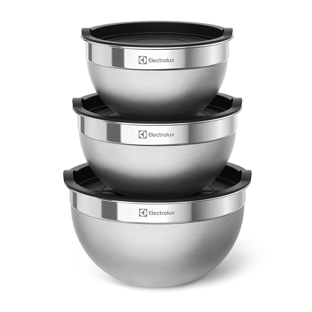 Conjunto de Bowls Tigelas de Inox com Tampa Plástica - Electrolux