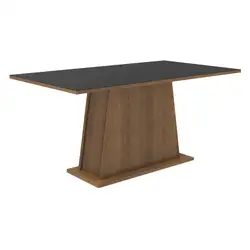 Mesa Madesa Retangular Tampo de Madeira 5364 Rustic/Preto Cor:Rustic/Preto