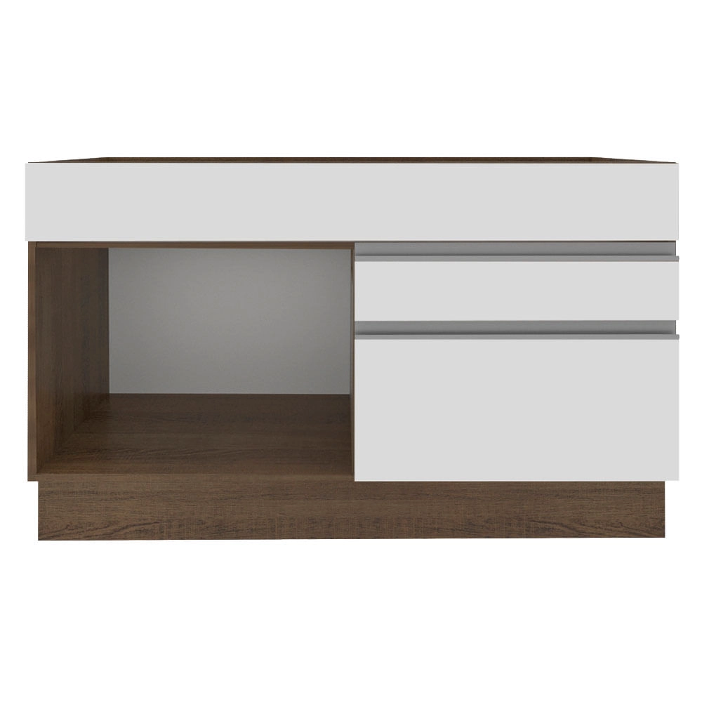 Balcão Gabinete de Pia Madesa Glamy 120 cm 1 Porta 2 Gavetas Rustic/Branco Cor:Rustic/Branco