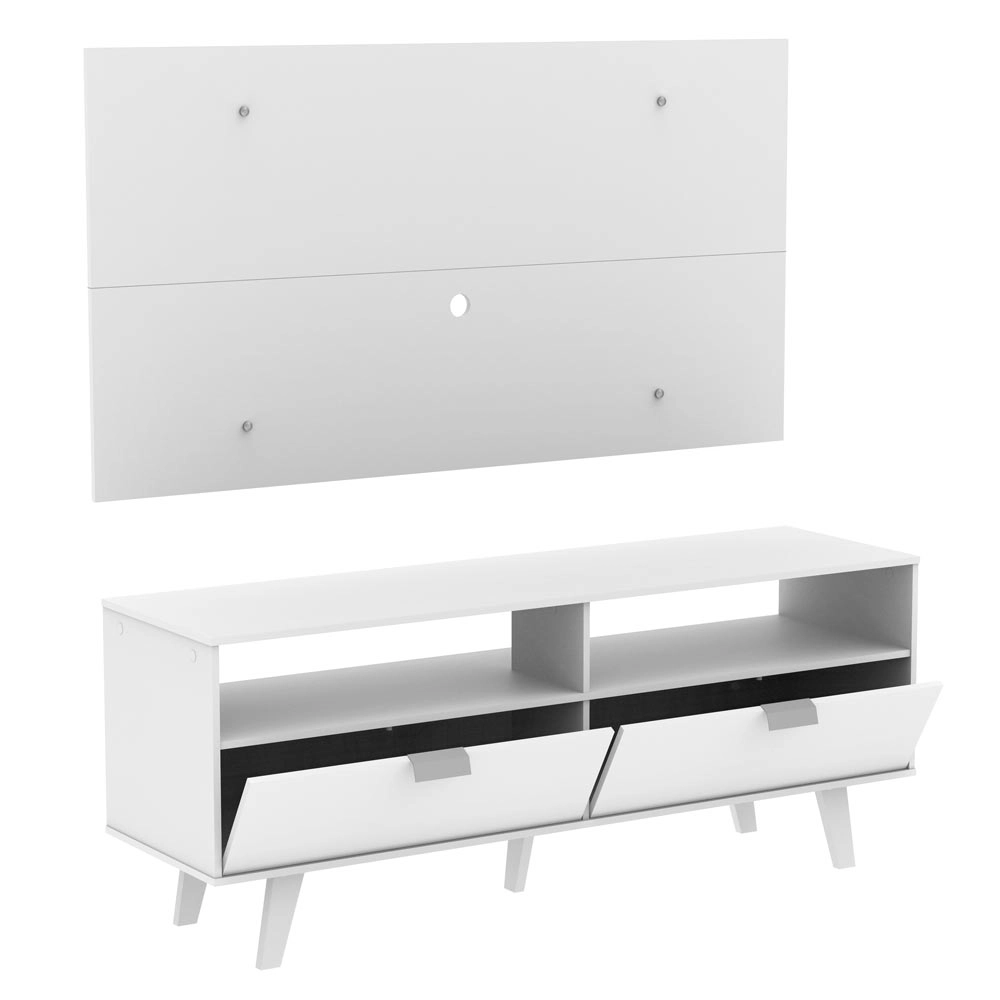 Rack Madesa Oslo e Painel para TV até 55 Polegadas 2 Portas Branco Cor:Branco