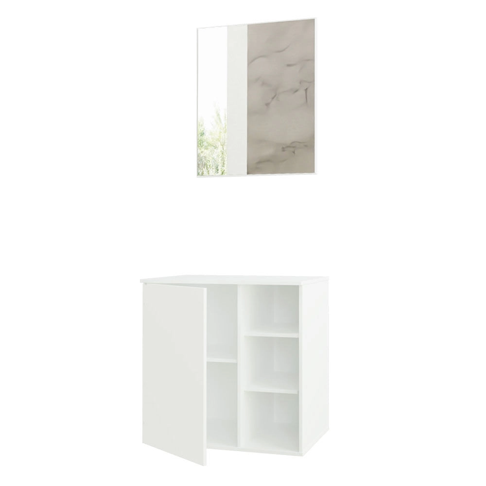 Armário Gabinete com Espelho para Banheiro 60cm Branco Madesa Cor:Branco