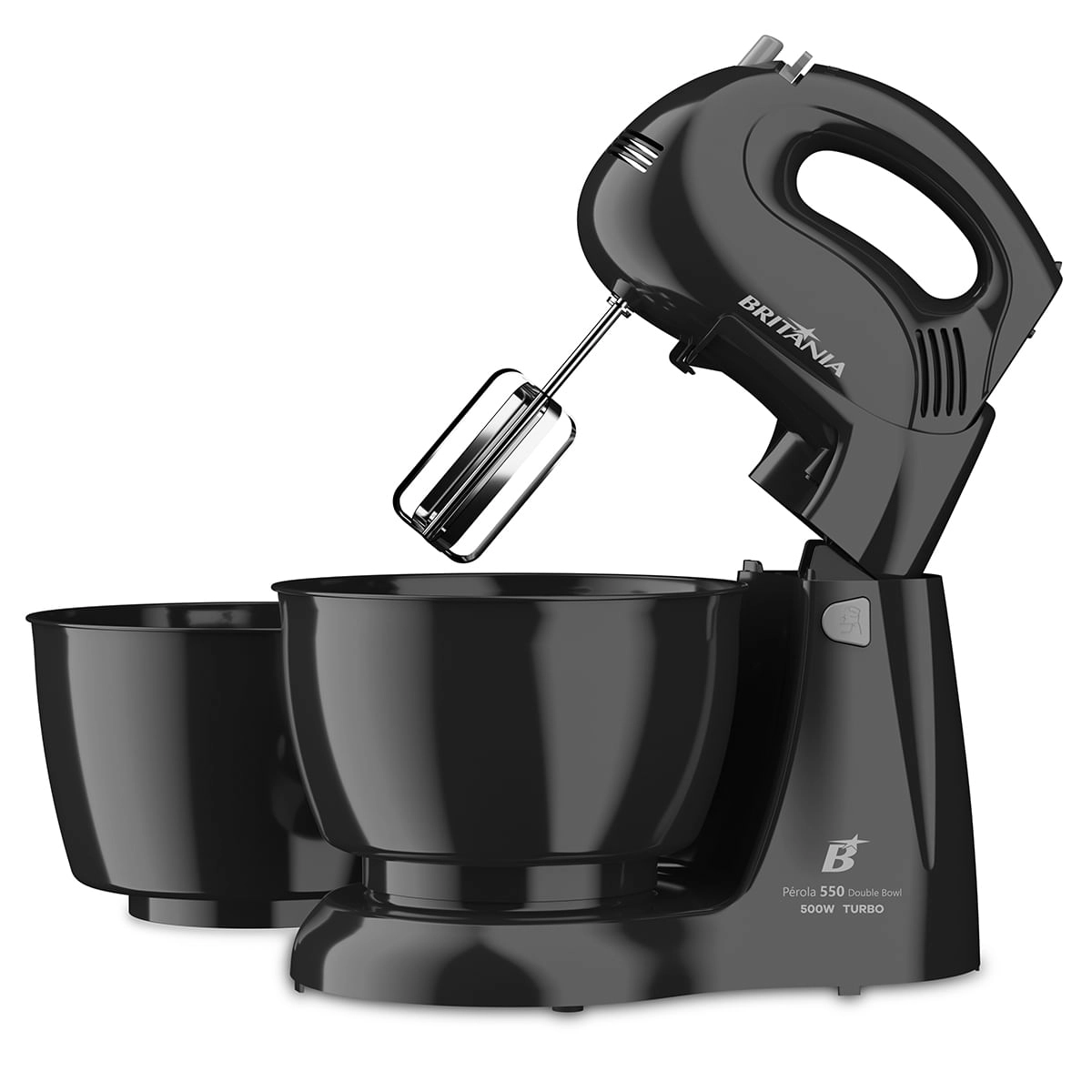 Batedeira Britânia Perola 550 Turbo Double Bowl Preta 500W 220V