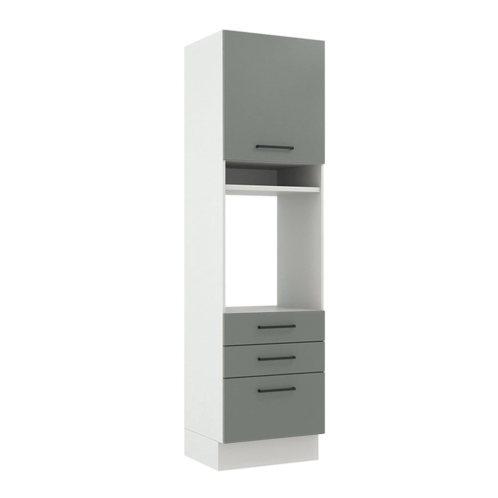 Torre Quente Madesa Agata 60 cm 1 Porta 3 Gavetas Branco/Cinza Cor:Branco/Cinza