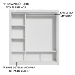 Guarda-Roupa Casal Madesa Mônaco 3 Portas de Correr com Espelhos Branco/Cinza Cor:Branco/Cinza