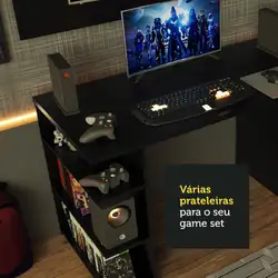 Mesa para Computador Gamer e Painel para TV até 50 Madesa Preto Cor:Preto