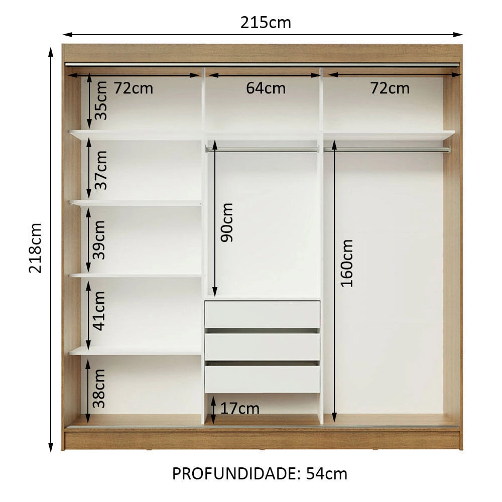 Guarda Roupa Casal Madesa Kansas Portas De Correr Com Espelhos Gavetas Rustic Cor Rustic