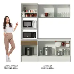 Cozinha Compacta Madesa Diamante Pop com Armário, Balcão e Tampo Branco/Rustic Cor:Branco/Rustic