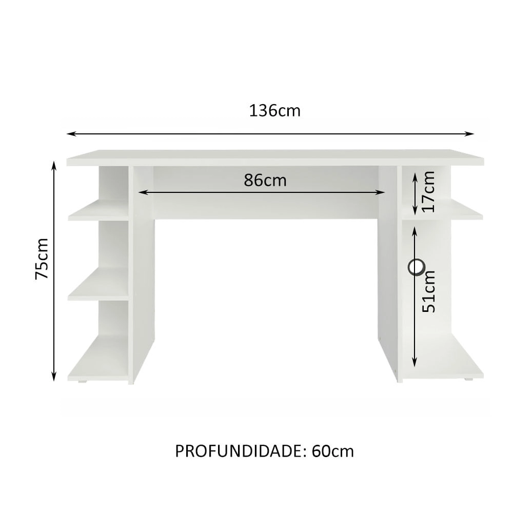 Mesa para Computador Gamer 9409 Madesa Branco Cor:Branco