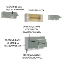 Cozinha Compacta Madesa Agata 280001 com Armário e Balcão Branco/Cinza Cor:Branco/Cinza