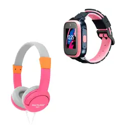 Combo Kids – Headphone Multilaser Kids Happy e KidWatch Infantil 4G + Wi-Fi Controle Parental Rosa - P92010K P92010K
