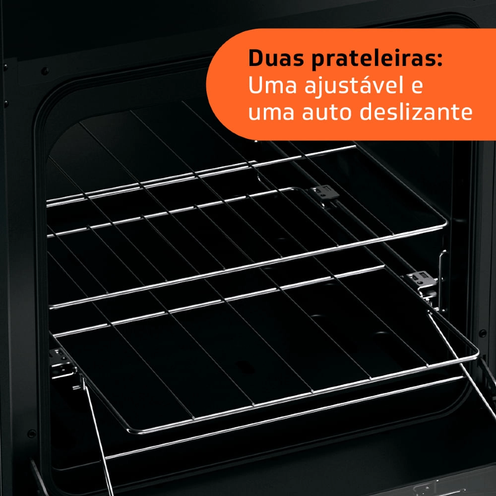 Fogão Brastemp 4 Bocas Preto com mesa de vidro e dupla chama  - BFO4XAE Bivolt