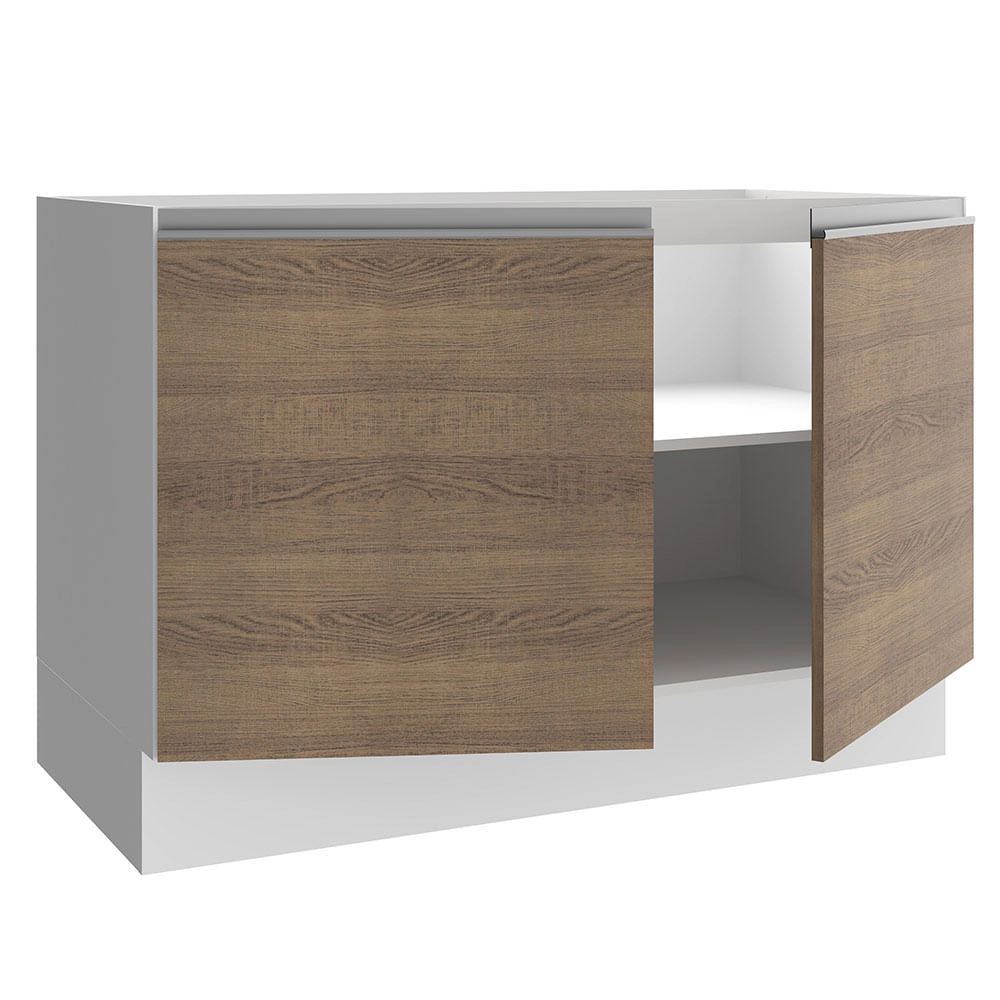 Balcão Gabinete de Pia Madesa Glamy 120 cm 2 Portas Branco/Rustic Cor:Branco/Rustic