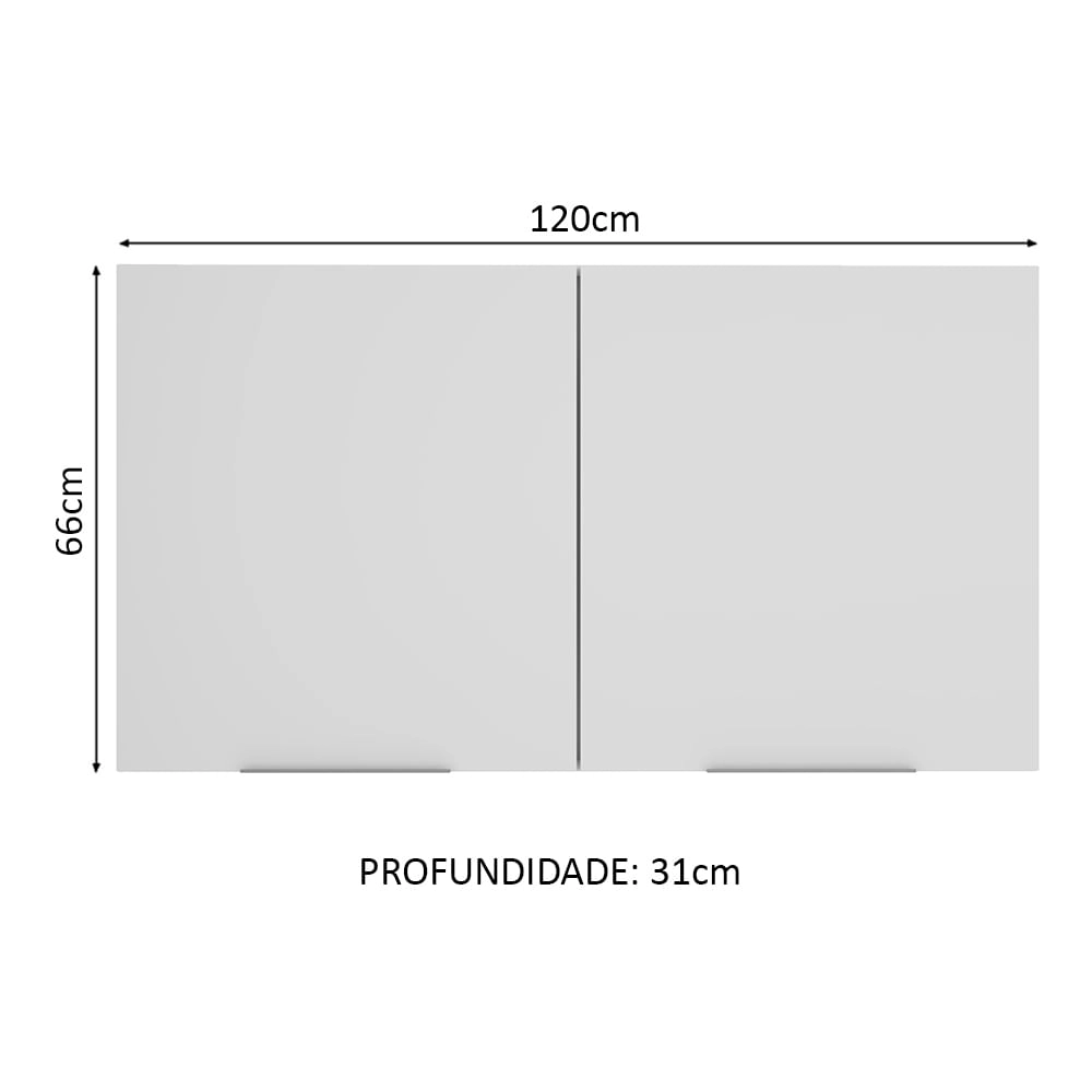 Armário Aéreo Madesa Stella 120 cm 2 Portas - Branco Cor:Branco