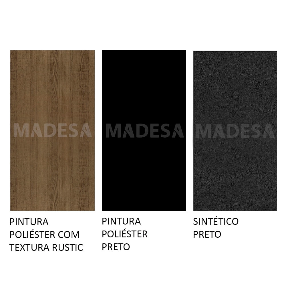 Conjunto Sala de Jantar Madesa Malibu Mesa Tampo de Madeira com 4 Cadeiras Rustic/Preto/Sintético Preto Cor:Rustic/Preto/Sintético Preto