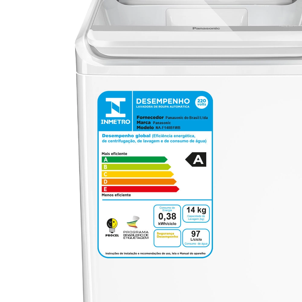 Máquina de Lavar Panasonic função Vanish Branco mais Branco 14kg Branca - NA-F140B1W 220v