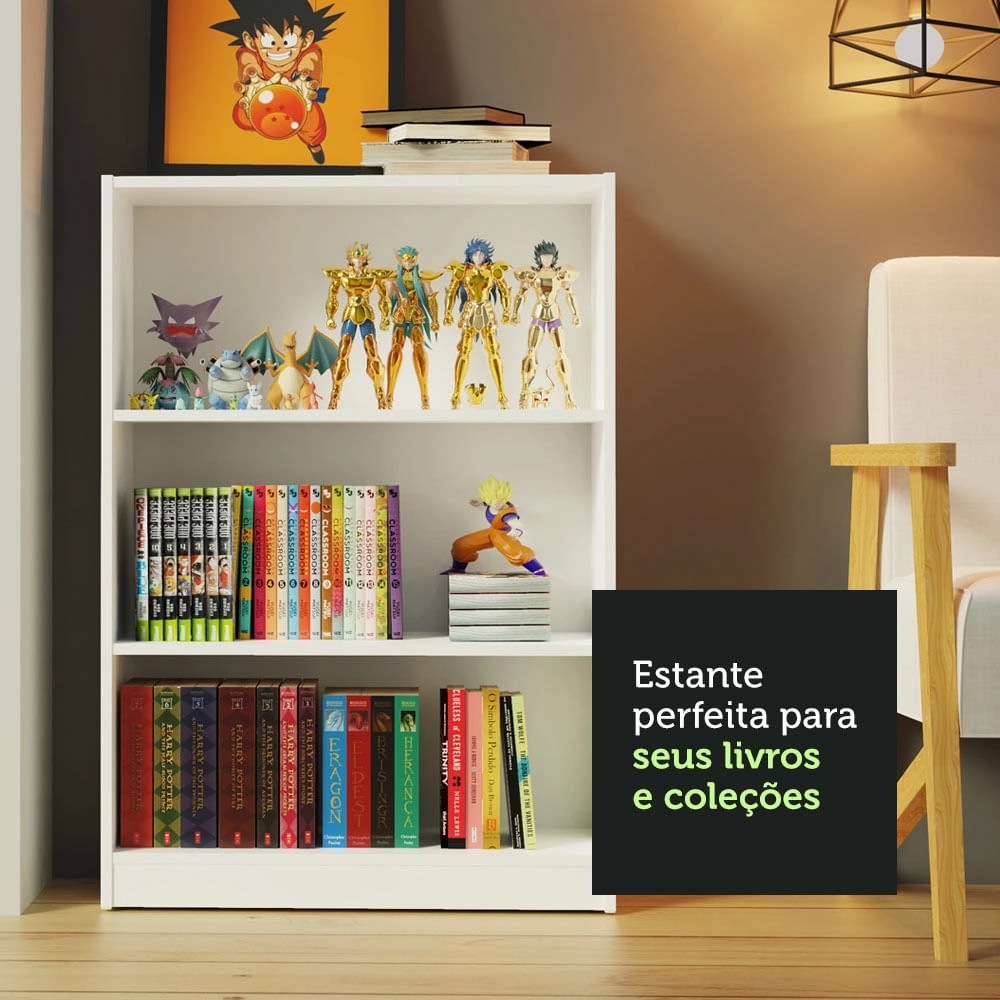 Estante Livreiro Madesa 6907 com 3 Nichos Branco Cor:Branco