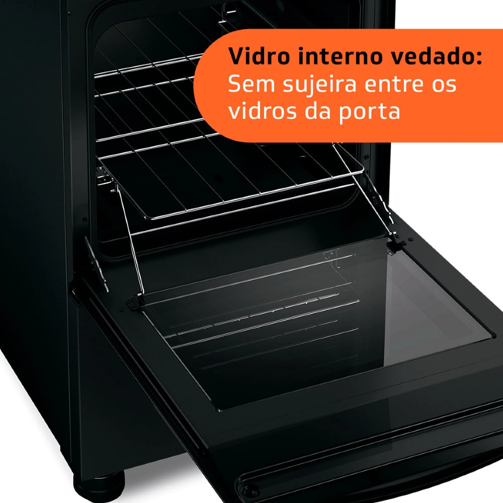 Fogão Brastemp 4 Bocas Preto com mesa de vidro e dupla chama  - BFO4XAE Bivolt