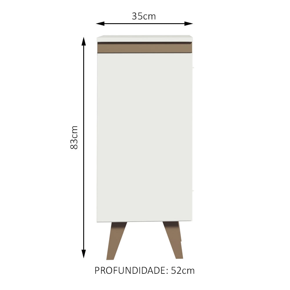 Balcão Madesa Reims 35 cm 1 Porta Branco Cor:Branco