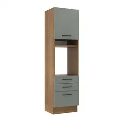 Torre Quente Madesa Agata 60 cm 1 Porta 3 Gavetas Rustic/Cinza Cor:Rustic/Cinza