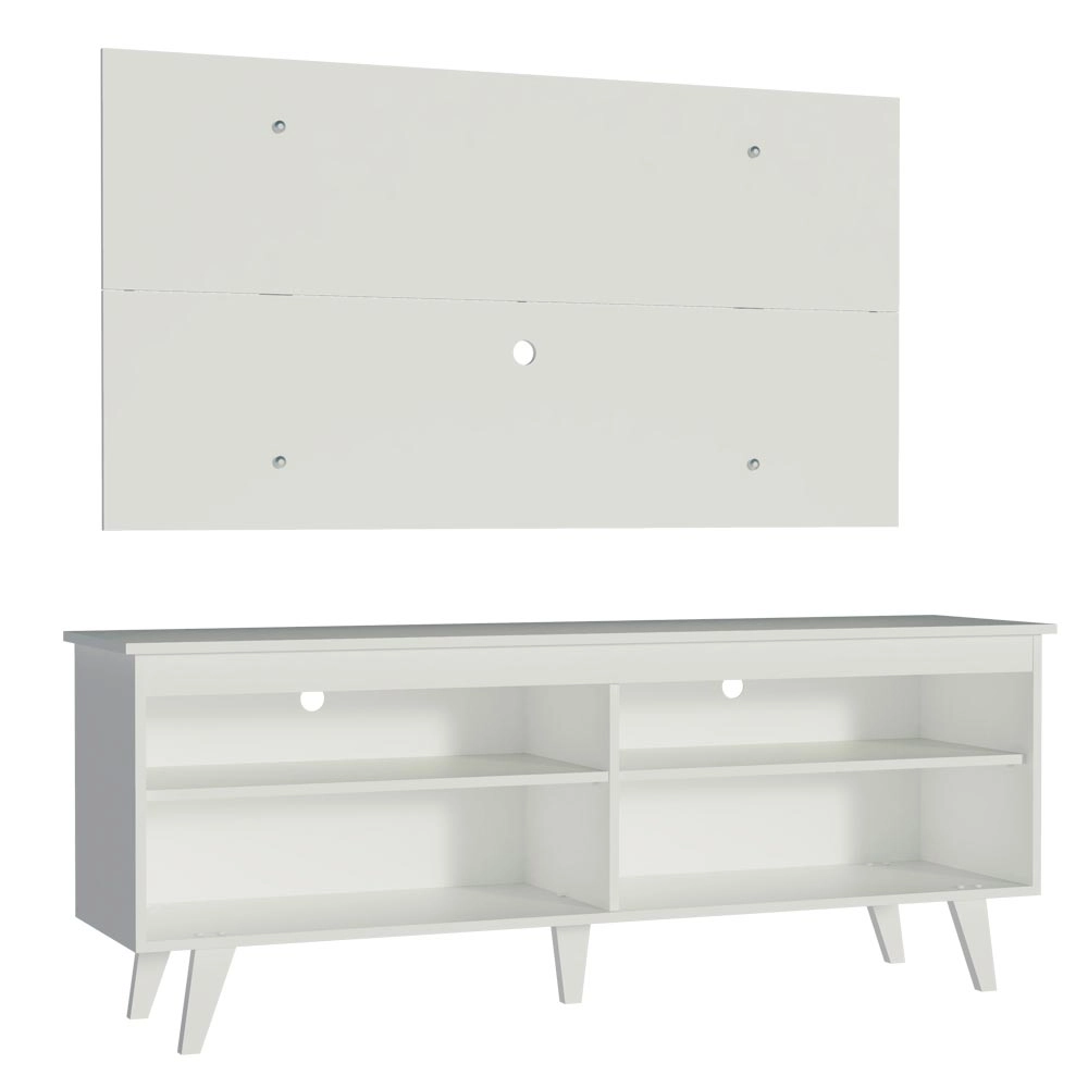 Rack Madesa Udine e Painel para TV até 55 Polegadas com Pés Branco Cor:Branco