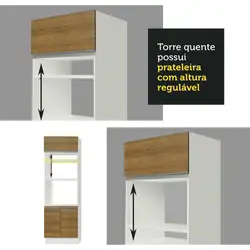 Cozinha Compacta Madesa Glamy Lívia 6 Portas 2 Gavetas Branco/Rustic Cor:Branco/Rustic