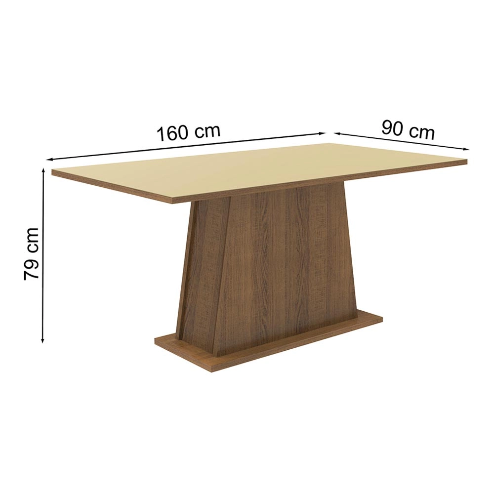 Mesa Madesa Retangular Tampo de Madeira 5364 Rustic/Crema Cor:Rustic/Crema