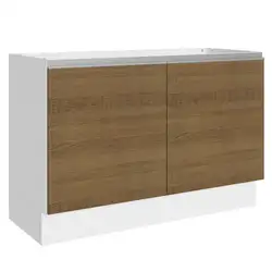 Balcão Gabinete de Pia Madesa Acordes 100% MDF 120 cm 2 Portas Branco/Rustic Cor:Branco/Rustic