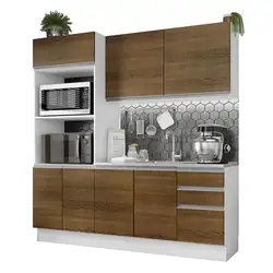 Cozinha Compacta Madesa 100% MDF Acordes 2 Gavetas 8 Portas Rustic/Branco Cor:Rustic/Branco
