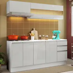 Cozinha Compacta 100% MDF Madesa Smart 180 cm Modulada Com Balcão e Tampo Frentes Branco Brilho Cor:Branco
