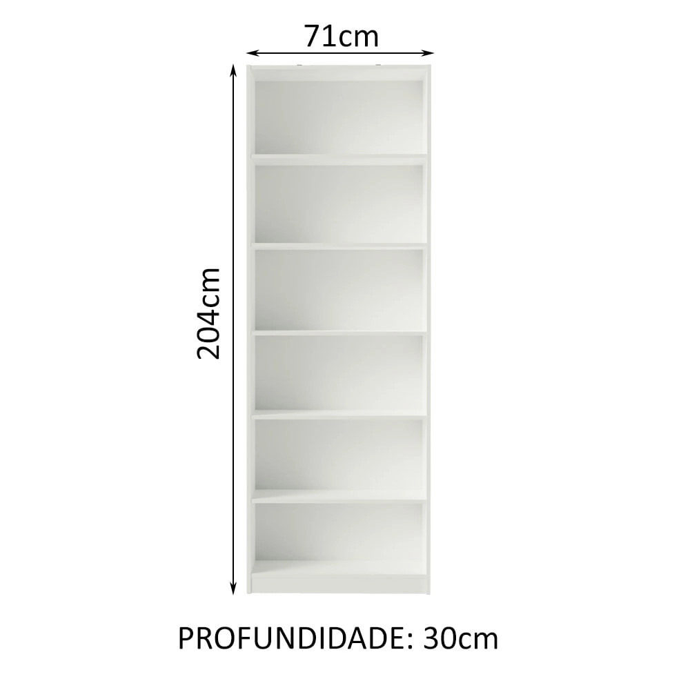 Estante Livreiro Madesa 6908 com 6 Nichos Branco Cor:Branco