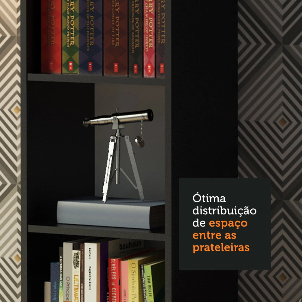 Estante Livreiro Madesa 6906 com 6 Nichos Preto Cor:Preto