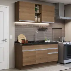 Cozinha Compacta Madesa Glamy 150002 com Armário e Balcão (Sem Tampo e Pia) Rustic Cor:Rustic