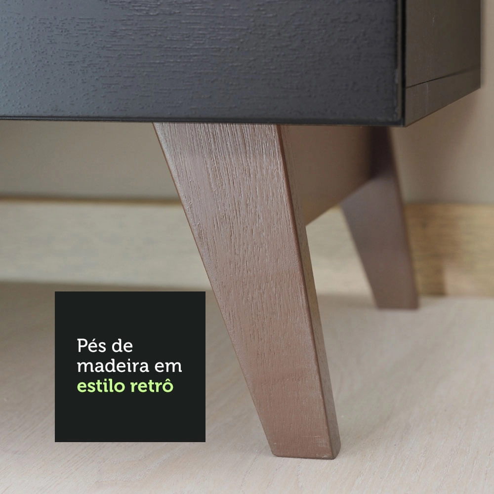 Balcão Gabinete de Pia Madesa Reims 2 Portas e 1 Gaveta - Preto Cor:Preto