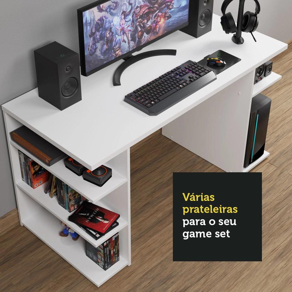 Mesa para Computador Gamer Escrivaninha 9409 Madesa Branco Cor:Branco